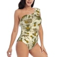 thumbnail image 3 of Pofeuu Monkeys and Pinealpples Print Women's One Piece Swimsuits One Shoulder Swimwear Asymmetric Ruffle Monokinis Bathing Suits-Medium, 3 of 6