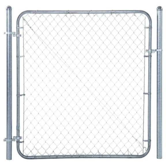 Adjust-A-Gate Adjustable Chain Walk Gate Kit with Round Corner Frame, , 4'H 24"-72" wide x 4' high (Round) Silver