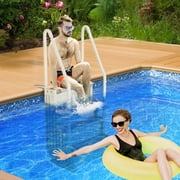 Confer Above Ground Swimming Pool Ladder 4 Stair Step Entry System, Gray