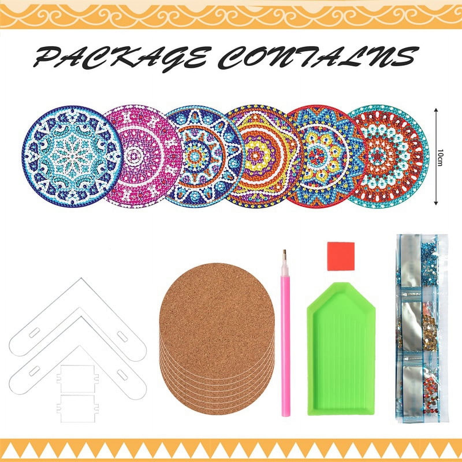 Premium Diamond Painting Round Acrylic Coaster Mandala Cork Base DIY Art Craft