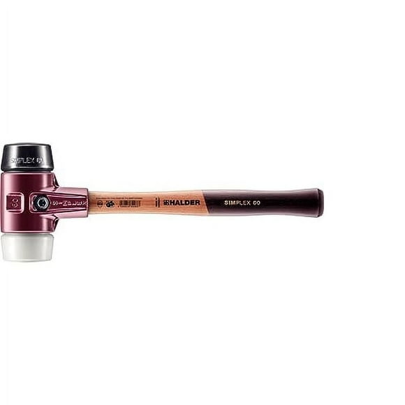 Halder 3027.060 Simplex 3.3 lb. Soft-Face Mallet with Black Rubber and Superplastic Inserts, Cast Iron Housing, and Wood Handle, Multi-Color