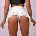 thumbnail image 2 of Women's Cute Summer Shorts Lace Hem Satin Patchwork Elastic Waist Wide Leg Sleepwear Lingerie Underwear Bottoms, 2 of 3