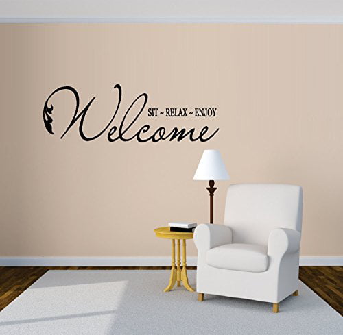 Home Theater Decor Wall Decal Welcome To Our Art Vwaq 31 Paint Treatments Supplies Tools Improvement Stanoc Com - Home Theater Wall Decor