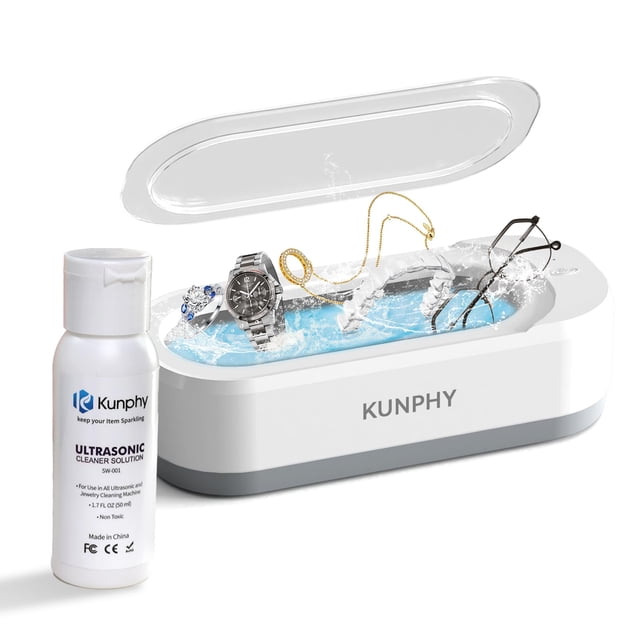 Limpiador ultrasónico de joyas KUNPHY, solución de 12 oz, capacidad 50 ml