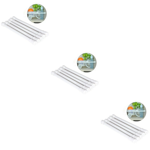 unbranded 15 PCS Bathroom Shower Curtain Rod Adjustable Shower Curtain Tension Rod Extendable Bath Curtain Pole 30-50cm (White)