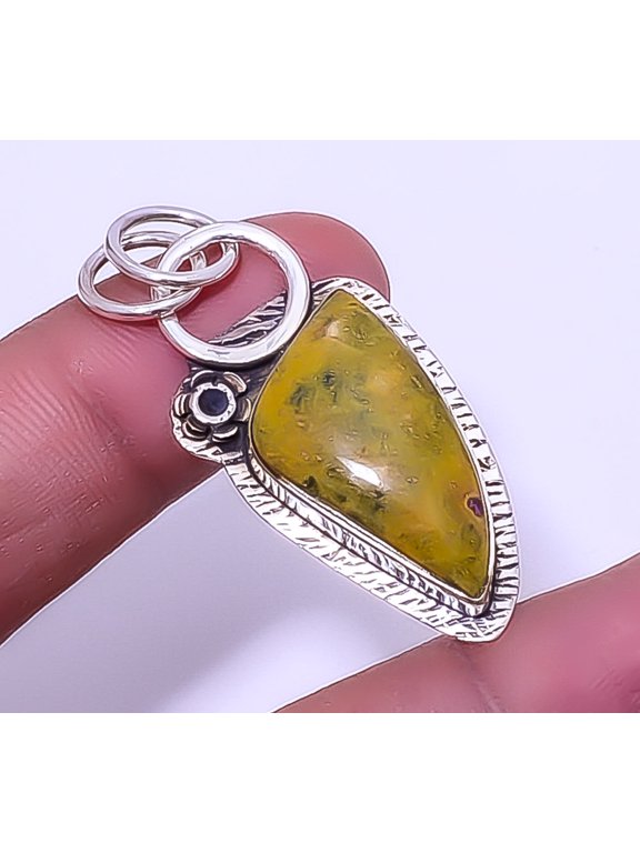 Atlantisite Stichite Sand Paper Textured 925 Sterling Silver Pendant 1.95" A331, Beautiful Jewelry For Woman, New Year Sale, Valentin's Day Gift