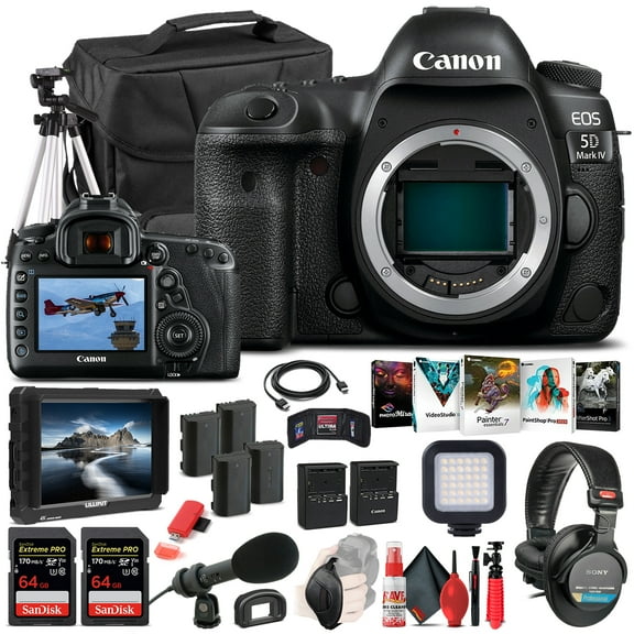 Canon EOS 5D Mark IV DSLR Camera Body Only - 30.4MP, 4K Video, New Condition - Pro Bundle with Accessories (International Version)