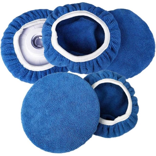 Almohadilla de microfibra suave para encerar y pulir automóviles, paquete de 5 (azul oscuro, 9"-10")