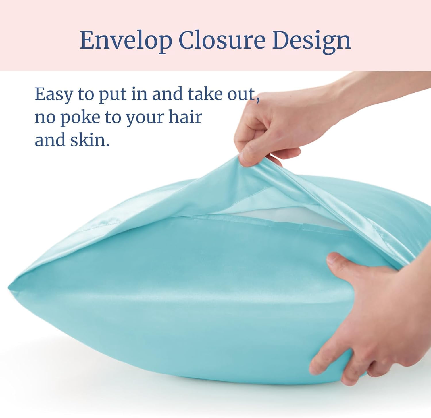 Satin Pillowcase for Hair and Skin, Super Soft Similar to Silk Pillow Cases 4 Pack with Envelope Closure, Cooling Pillowcases for Women Men (20"x30" Queen Size, Blue)