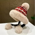 thumbnail image 4 of Cadancy Womens Winter Hat with Pom Pom Furry Fleece Ear Flaps Russian Sherpa Ski Snow Caps Cute Sherpa Knitted Skull Cap Outdoor Warm Stocking Hats, 4 of 8