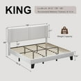 thumbnail image 2 of Honfach King Bed Frame, Velvet Upholstered Platform Bed Frame, Solid Wood Slats & Heavy Duty Feet Support, No Box Spring Needed, Noise-Free, Easy Assembly, White, 2 of 8