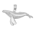 thumbnail image 2 of 925 Sterling Silver Necklace w/ Humpback Whale 3D (3 Dimensional) Solid Pendant, 2 of 4