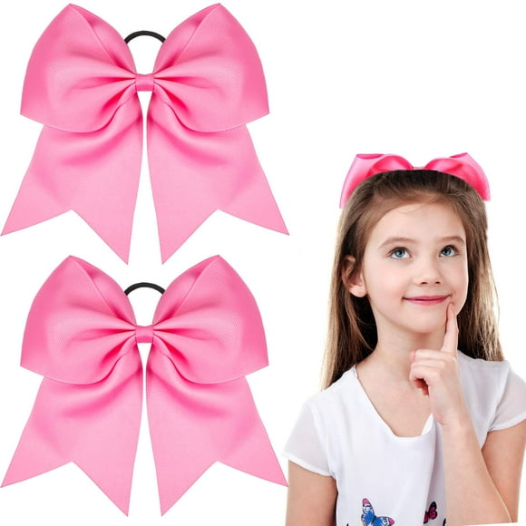 2 Packs Jumbo Cheerleading Bow 8 Inch Cheer Hair Bows Large Cheerleading Hair Bows with Ponytail Holder for Teen Girls Softball Cheerleader Outfit Uniform