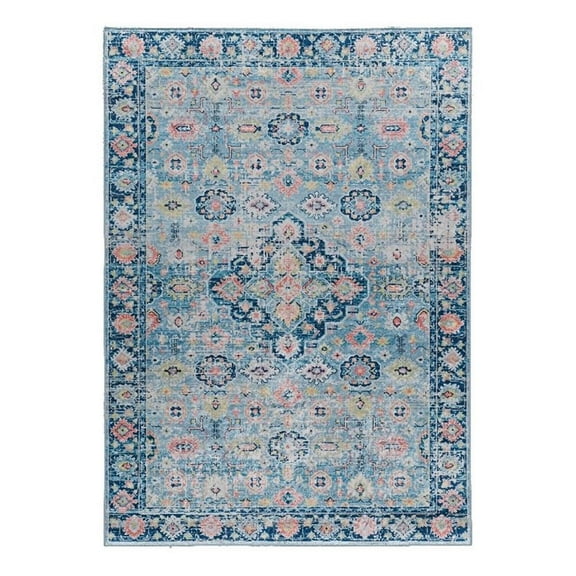 Linon Eclipse Agile Woven Polyester 5'x 7' Rug in Blue