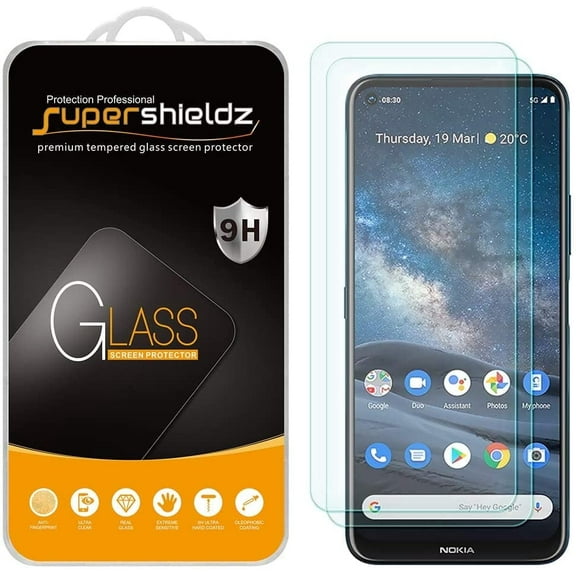 [3-Pack] Supershieldz for Nokia 8 V 5G UW Tempered Glass Screen Protector, Anti-Scratch, Anti-Fingerprint, Bubble Free
