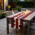 thumbnail image 4 of erdimoy 4th of July Patriotic Quilted Star Table Runner, 5 Styles Red White Blue Star Striped Linen Table Runner for Independence Day Memorial Day Home & Patio BBQ Decor, 4 of 6