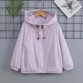 thumbnail image 5 of PureCasa Girls Windbreaker Hooded Jackets Lightweight Solid Color Zippered Hooded Casual Loose Jacket Sun Protection Top, 5 of 8