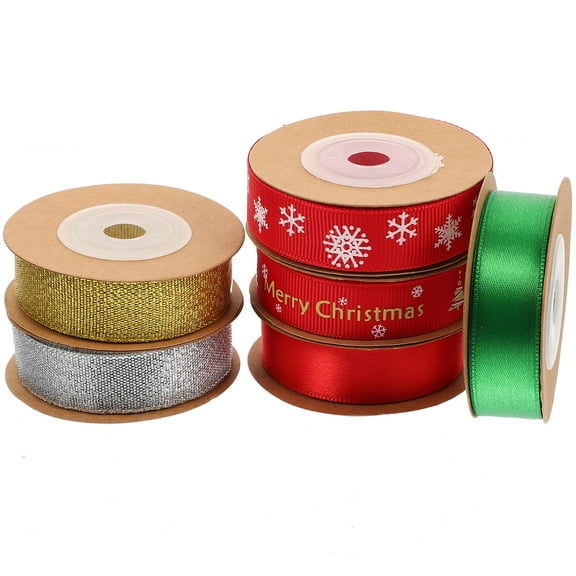 UNOMOR 6 Rolls Holiday Ribbons Assorted Color Polyester present Wrapping for Family Friends