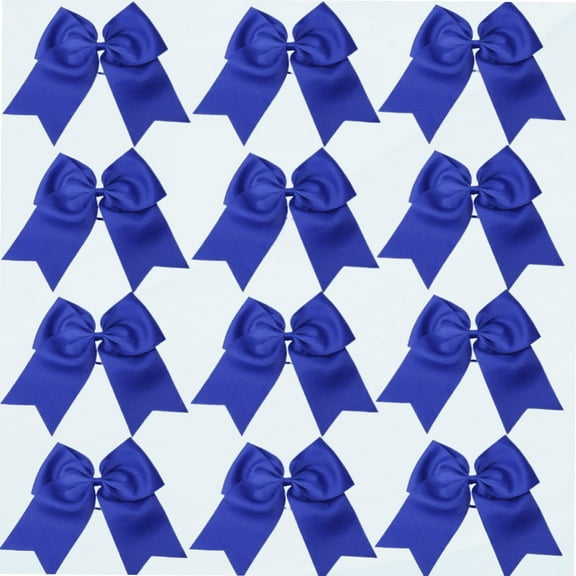 8 Inch Cheerleader Bows Ponytail Holder Cheerleading Bows Hair Tie(Royal Blue)