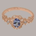 thumbnail image 6 of LBG British Made 10k Rose Gold Natural Tanzanite & Cultured Pearl Womens Statement Ring - 33 size options - Size 5.5, 6 of 8
