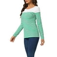 thumbnail image 4 of INSPIRE CHIC Blouse pour Femme à Rayures à Blocs de Couleur à Manches Longues T-Shirt Décontracté TG Blanc Vert, 4 of 6