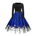 thumbnail image 1 of Robes de Fête de Noël pour Femmes Robe Rétro Grande Balançoire Style Noël à Nouer Col Rond Manches Longues Robe Décontractée (Taille: m), 1 of 3