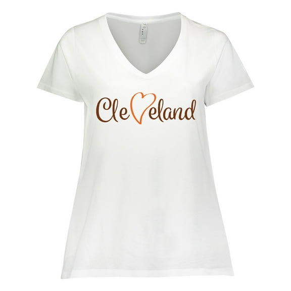 Inktastic Cleveland Heart Cursive Orange Women's Plus Size V-Neck T-Shirt