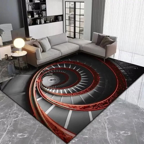 3D Rotating Staircase Illusion Carpets Luxury for Living Room Large Area Rugs Bedroom Decor Bedside Non-slip Floor Mats Washable