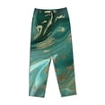 thumbnail image 4 of Balery Green And Gold Marble print Women's Pajama Pants,Ultra Lightweight Pjs,Lounge Pant-Small, 4 of 9