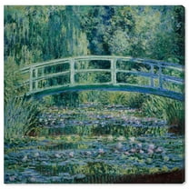 Monet-Water Lilies And Japanese Bridge Blue Monet Art Prints Canvas Wall Art by Art Remedy, Gallery Wrapped, 40"x40"