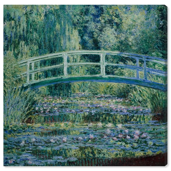 Monet-Water Lilies And Japanese Bridge Blue Monet Art Prints Canvas Wall Art by Art Remedy, Gallery Wrapped, 30"x30"