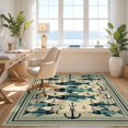 thumbnail image 3 of Design&I 8'x10' Washable Area Rug Fish Fishing Motif School Wave Marine Theme Hunting Animals Pat for Dining Room, Large Office, Lounge, Snag-Free, 3 of 7