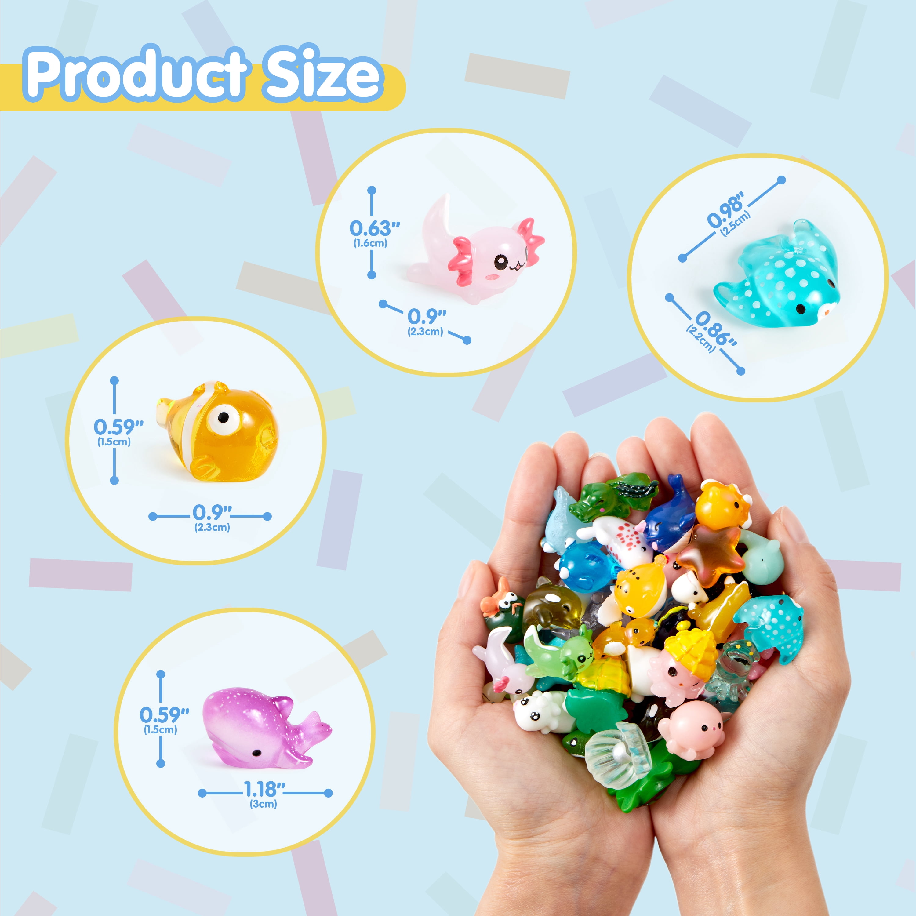 Joyfy 50 Pcs Mini Resin Figures Sea Animal Party Favors Toys Tiny Resin Animals Figurines, DIY Miniature Things Decor, Cute Fish Tank Accessories