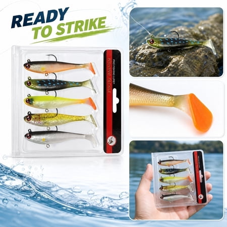 Soft Swimbait Lure with Lifelike T-Tail Action Realistic Baitfish Movement & Multi-Condition Color Range for Bass Trout Perch - Freshwater & Saltwater