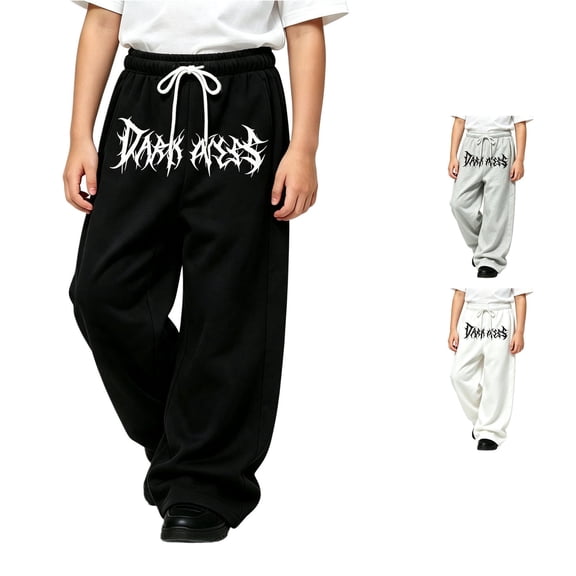 WERYOUNG Boys Pants Elastic Drawstring Waist Wide Leg Trousers Toddler Kids Stylish Back To School Pants 4-5 Years