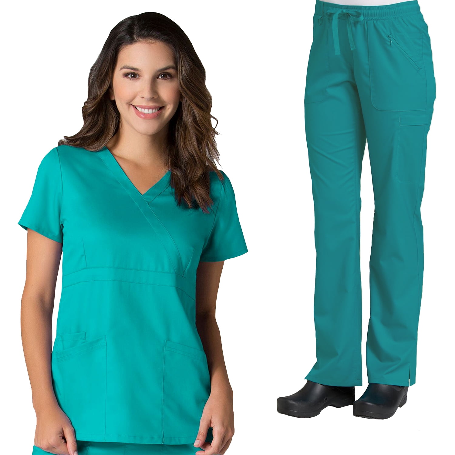 Maevn EON Women's Back Mesh Panel YNeck Scrub Top & EON Full Elastic