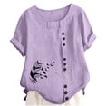 thumbnail image 4 of Gaexia Versatile Girls Summer Tee With Cute Graphic Print Short Sleeve Round Neck Top For Girls Clothes (Light Purple,9-10 Years), 4 of 4