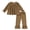 Brown, variant on Happy Town Toddler Girl Fall Winter Outfits Smocked Puff Sleeve Top Ruffle Flare Pants Set Kids Casual Plaid 2-Piece Set