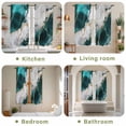 thumbnail image 6 of Marble Turquoise Kitchen Curtains, Abstract Gold White Brick Stone Motif Light Filtering Window Curtain Panels, 2Pcs Rod Pocket Window Treatments Set for Living Room Bathroom Bedroom 42x63 Inches, 6 of 9