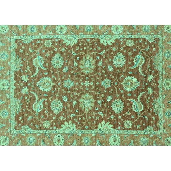 Ahgly Company Machine Washable Indoor Rectangle Oriental Turquoise Blue Traditional Area Rugs, 2' x 3'