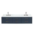 thumbnail image 3 of Castor 84 in W Blue Double Bath Vanity, Carrara Marble Top, and Faucet Set, 3 of 11