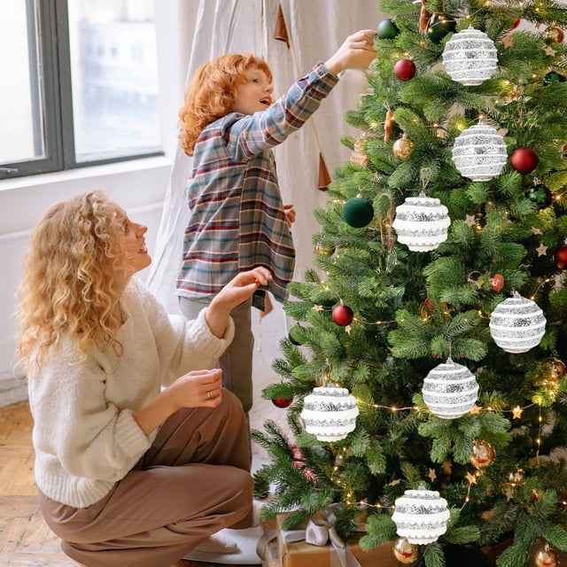 Juego de Caja de Regalo de Bolas Navideñas, Bolas Navideñas Creativas para Pintar a Color, Bolas Colgantes para Árbol de Navidad, Juego de Decoración Navideña