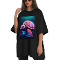 thumbnail image 4 of Plus Size Shirt for Women Oversized Black Tops for Women Short Sleeves Shirt for Women Turtle T Shirt Crewneck Shirt for Women M, 4 of 5