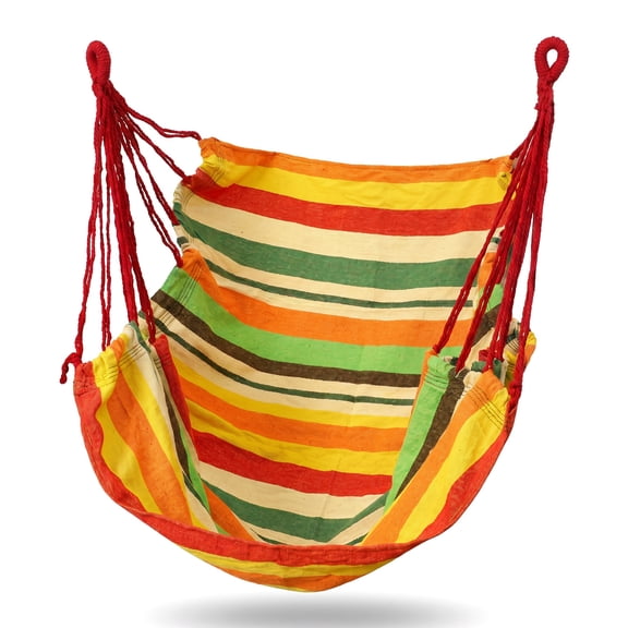 Hanging Hammock Chair Rope Swing, Multicolor Cloth Swing Outdoor Indoor, Spreader Bar Hammock Anti-Tip Design for Bedroom Garden