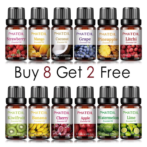 Compre 8 y obtenga 2 gratis 10ml Difusor de aceite de fragancia de fruta de la pasión Fresa Mango Sandía Aceite saborizante de coco para la fabricación de jabón de spa Tan Jianjun unisex
