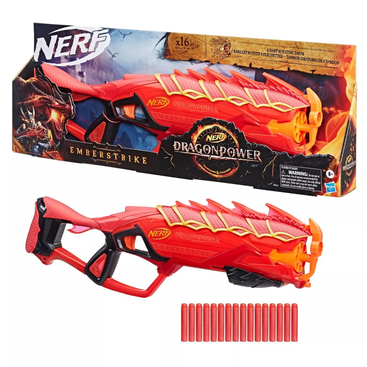 Nerf DragonPower Emberstrike 8dart Rotating Drum With Pump Action