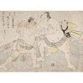 thumbnail image 2 of Katsukawa Shunshō 18x14 Black Ornate Wood Framed Double Matted Museum Art Print Titled - Wrestlers Kajigahama Rikiemon of the Eastern Group and Sekinoto Hachiroji of the Edo Tea, with t, 2 of 5