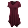 thumbnail image 2 of Made by Johnny Women's V-Neck Asymmetrical Tunic Top XXXL WINE, 2 of 6