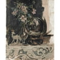 thumbnail image 3 of James Jebusa Shannon 20x24 Black Modern Framed Museum Art Print Titled - Still Life of Flowers, a Statue and a Globe on a Mantelpiece, 3 of 5