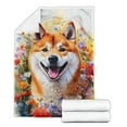 thumbnail image 2 of Welcome Spring Summer Shiba Inu Portrait Flower Blue Sky Cozy Fleece Blanket Shibas Dog Lovers Gifts Idea Warm Soft Throw Blanket - 12001, 2 of 5